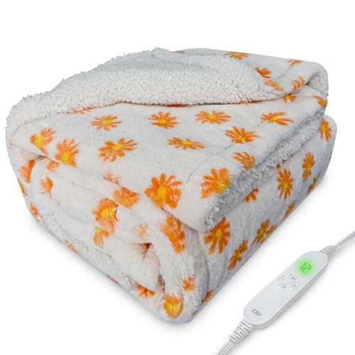 Heated Blanket Electric Throw Blanket- Ultra Soft Cozy Sherpa Heating Blanket,50" x 60" Fast Heating Blanket, 12 Heating Levels & 1-24h Auto-Off, Machine Washable, for Home Office, Blue