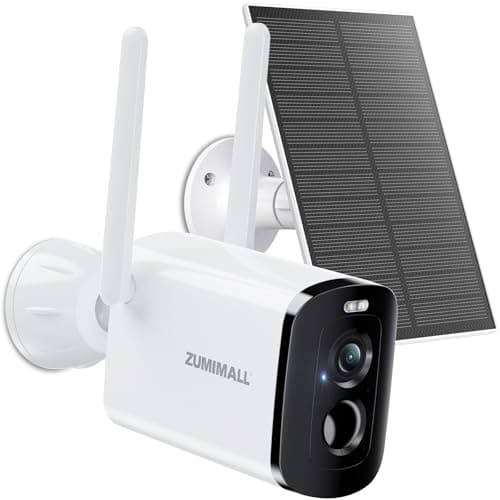 ZUMIMALL Solar Security Cameras Wireless Outdoor, 2K Camera for Home Security, Front Door, Yard & Garage, No Wiring, Color Night Vision, 2.4GHz WiFi, 2-Way Talk, Spotlight & Siren, IP66/Alexa/Cloud