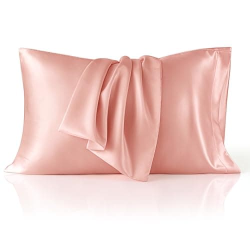 Bedsure Satin Pillowcase for Hair and Skin Queen - Peach Pink Silky Pillowcase 2 Pack with Envelope Closure, Similar to Silk Pillow Cases, Gifts for Women Men, 20x30 Inches, 2pcs