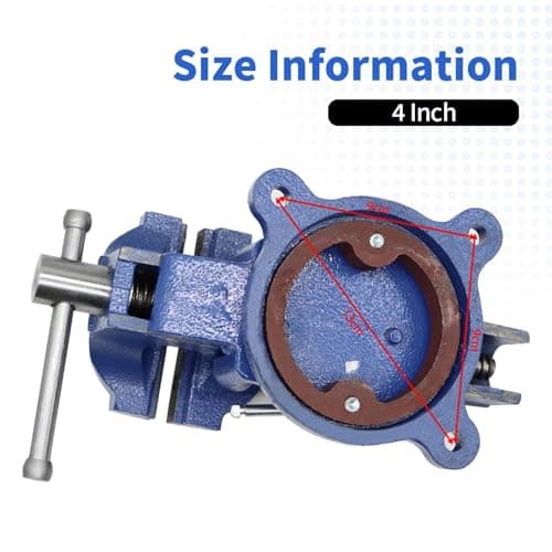 Nakkaa 4" Bench Vise Ductile Cast Iron Bench Vise with 360° Flexible Swivel Locking Base Heavy Duty Home Work 4 Inch Bench Vice 11IB/5KG 6