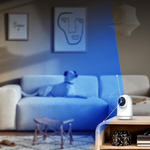 Feit Electric Indoor Security Camera with Motion Detection, 30ft. Night Vision, Pan and Tilt Head, 2.4GHz WiFi, 2-Way Audio, 1080p HD, Works with Alexa & Google Asst, Plug-in, White, CAM/PAN/WiFi/G2 6