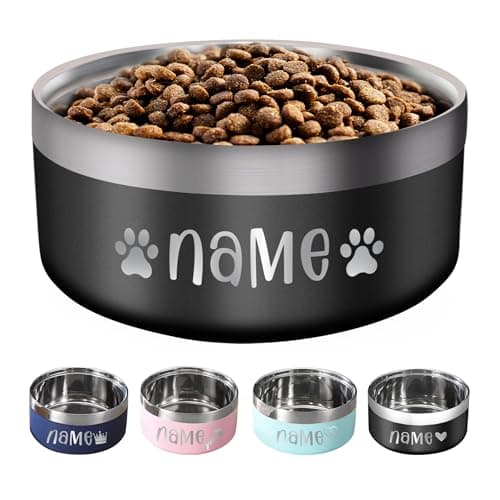 Personalized Dog Bowls with Name, Custom Stainless Steel Dog Bowl, Heavy Duty Flip Proof Pet Food and Water Bowls for Small Medium Large Dogs Cats, Pets Gifts, 25oz,53oz