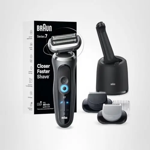 Braun Electric Shaver for Men, Series 7 7177cc, Wet & Dry Shave, Turbo & Gentle Shaving Modes, Waterproof Foil Shaver, Space Grey 13