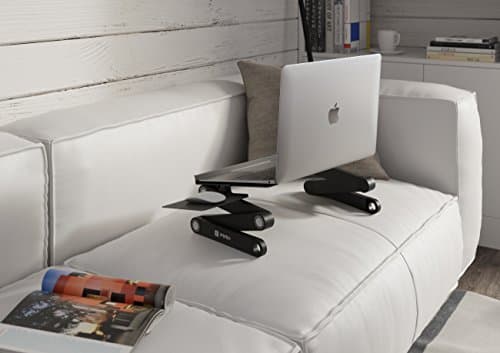 Laptop Table Stand Adjustable Riser: Portable with Mouse Pad Fully Ergonomic Mount Ultrabook MacBook Gaming Notebook Light Weight Aluminum Black Bed Tray Desk Book Fans Up to 17 inch 5