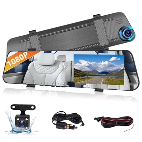 Podofo 4.5" Rear View Mirror Camera Dash Cam DVR Monitor Rear View Dual Camera Video Recording System 1080P IPS Screen/Loop Recording/150° Wide Angel/Night Vision/G-Sensor/Parking Assistance