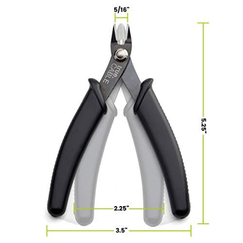trueCABLE Precision Sharp Flush Cutter, 1 Pack, Wire Cutting Pliers for Ethernet Cable Preparation, Electronics, Jewelry & Crafts, Hardened Carbon Steel with Non-Slip Handle, Cut Wire Up To 16 AWG 5