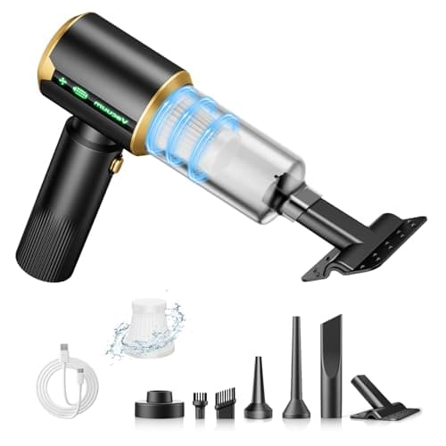 JIXINMIYUE 16000Pa Suction Cordless Car Vacuum: Handheld Vacuum with Brushless Motor & HEPA Filter for Drivers and Office Workers - Bone Black