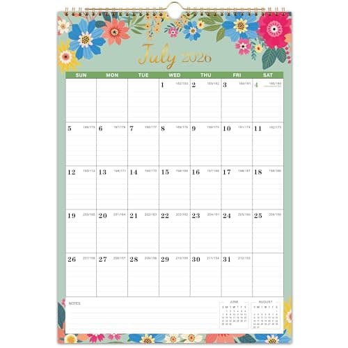 2026 Calendar - 2026 Wall Calendar, Jul. 2025 - Dec. 2026, 12" x 17", 18 Months Wall Calendar 2026 with Premium Paper, Strong Twin-Wire Binding, Perfect for Home & Office Planning - Floral