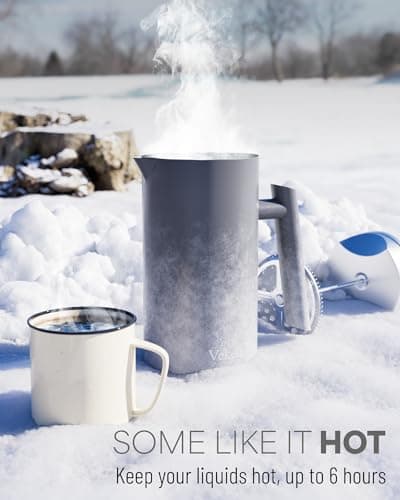 Veken French Press Plunger Coffee Tea Maker 34 Ounce 1 Liter, Double Wall Vacuum Insulated Stainless Steel Coffee Press with 4 Filter Screens for Camping Travel Gifts, Dishwasher Safe, Grey 2