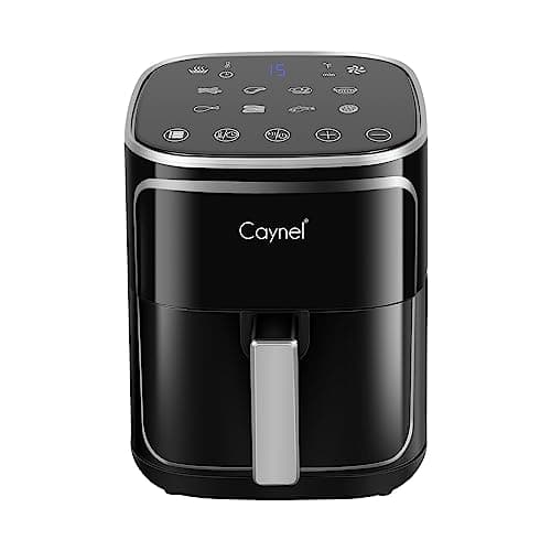 CAYNEL Air Fryer Oven Oil Free Nonstick Cooker with 8 Cook Presets, Detachable Double Basket - 5QT(Black) (Digital)