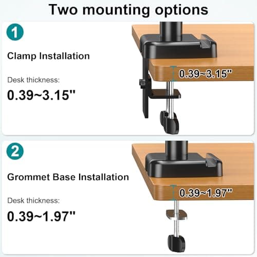 MOUNT PRO Triple Monitor Mount for 13-27 inch Screens, 3 Monitor Desk Mount, Height Adjustable Triple Display Stand, Full Motion Three Computer Arm Hold up to 17.6lbs Each, VESA 75x75, 100x100 8