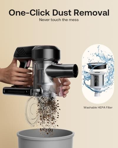 Trucozie Cordless Vacuum Cleaner for Home, Self-Standing Powerful Rechargeable Stick Vacuum for Pet Hair, Hardwood Floors & Carpets, Black 8