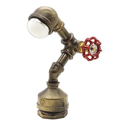 Y-Nut Industrial Steampunk LED Desk Lamp, Iron Piping Loft Style Vintage Antique Light, Retro Desk Lamp, Alfred Night Light LL-007-WW