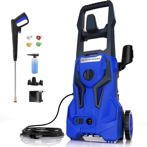 Power Washers Electric Powered - 4800PSImax 3.2GPM High Pressure Washer Car Cleaning Machine with Adjustable Spray Nozzle and Foam Cannon for Home Driveway Patio Deck, Blue