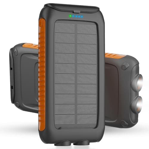 Solar Charger Power Bank 49,800mAh Portable Solar Phone Charger with 2 USB-A and Type-C Interface, 15W Fast Charging for iPhone, Samsung etc. Portable Battery Charger with Dual Flashlight for Camping