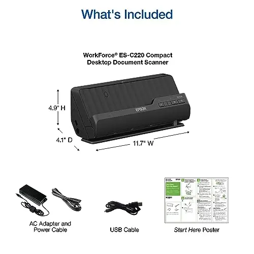 Epson Workforce ES-C220 Compact Desktop Document Scanner with 2-Sided Scanning and Auto Feeder (ADF) for PC as Well as Mac 5
