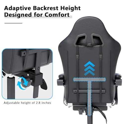 OS MOTOR Gaming Chair with Headrest and Lumbar Support, Ergonomic High Back Office Chair, Racing Style Executive Computer Desk Chair, Leather Adjustable Swivel Task Chair for Home Office (White) 8