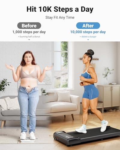 THERUN Walking Pad Treadmill Under Desk, Portable Mini Treadmill for Home/Office, Walking Pad Machine with 2.5HP and 265 lbs Weight Capacity Remote Control LED Display 7