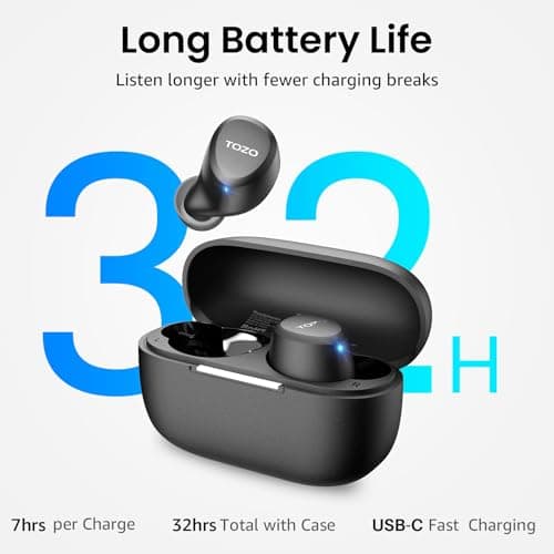 TOZO A1 Wireless Earbuds Bluetooth 5.3 Light Weight in Ear IPX5 Waterproof Headphones 2 Mic for AI Calls, Immersive Premium Sound Bass Headset with Charging Case, 32 Presets EQ Customization via App 5