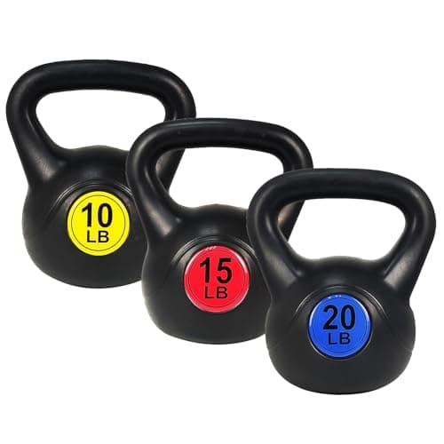 NEWBULIG Kettlebell Sets, Strength Training Kettlebells for Women and Men, Kettle bells Weights Set for Home Gym, Include 10 lbs, 15 lbs and 20 lbs, Set of 3, Black