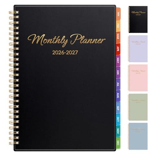 GNL Monthly Planner 2026-2027, 2 Year(27 Months) Calendar Planner, Oct. 2025 - Dec 2027, 7" x 10" Monthly Spreads & Yearly Planner, Perfect for School Office Home Planning, Black