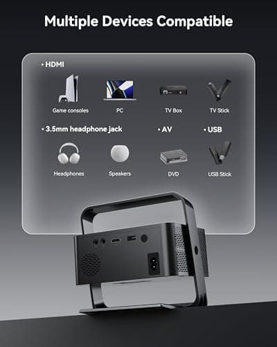 Polocsh 4k Projector with WiFi and Bluetooth, Smart Projector with Auto Focus & Voice Control, Over 10,000+ Apps Movie Home Theater Mini Portable Proyector For Indoor/Outdoor (Gunmetal) 8