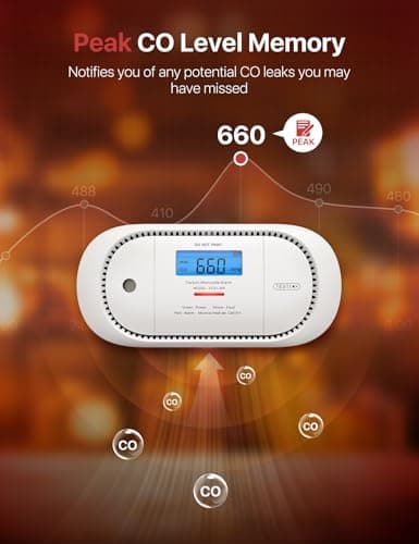 X-Sense Wireless Interconnected Carbon Monoxide Detector, Replaceable Battery Powered CO Alarm with Digital Display and Peak Value Memory, XC01-WR, Pack of 2 7