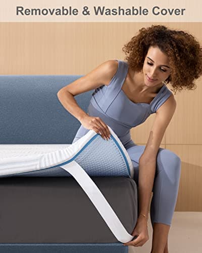 BedStory 4 Inch Memory Foam Mattress Topper Twin, Gel Copper Infused Bed Toppers, Medium Firm Foam Mattress Topper with Removable Cover 5