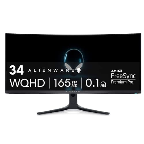 Alienware AW3423DWF Curved QD-OLED Gaming Monitor - 34-inch Quantum Dot OLED 0.1Ms 165Hz 21:9 Curved Display, 99.3% DCI-P3 Color Gamut, VESA DisplayHDR True Black 400, AMD FreeSync Premium Pro - Black