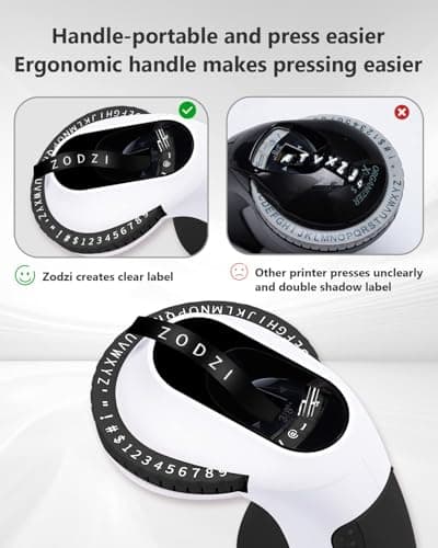 Zodzi Embossing Label Maker Machine with Tapes, Embosser Handheld Label Machine, Vintage Label Maker Embossed Labeler with 3 Rolls Emboss Tapes for Home DIY Crafting - Black 5