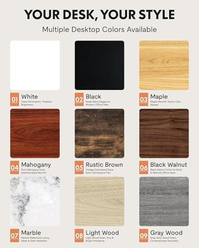 FLEXISPOT EN1 One-Piece Standing Desk, 48"x24" Seamless Desktop Electric Height Adjustable Desk for Home Office, Multi-Monitor Setups & Easy Assembly, White 10