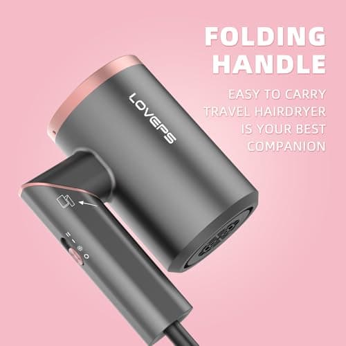 LOVEPS Hair Blow Dryer with Diffuser, 1800W Ionic Blow Dryer, Foldable Handle Travel Hair Dryer, Constant Temperature Hair Care Without Hair Damage, Rose Gold 6