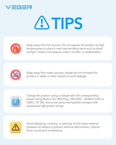 VEGER Portable Charger with Built-in AC Plug and Cables, All in One 10000mAh Ultra Slim Power Bank Travel Essentials, Fast Charging Battery Pack Compatible with iPhone, Samsung, Android (Black) 9