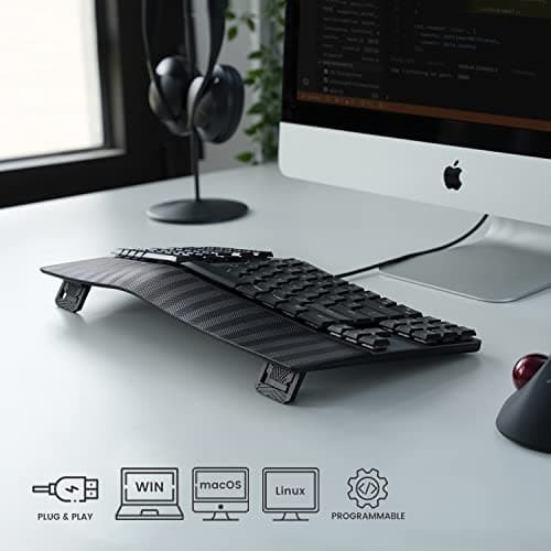 Perixx PERIBOARD-335RD Wired Ergonomic Mechanical Compact Keyboard - Low-Profile Red Linear Switches - Programmable Feature with Macro Keys - Compatible with Windows and Mac OS X - US English 7