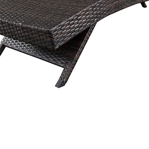 Asifom Outdoor Patio 4 Adjustable Backrest Chaise Lounger and 2 Side End Tables, 6 Piece Lounge Chair Patio Pool Outside Rattan Reclining Lounge Chairs with Coffee Table 7