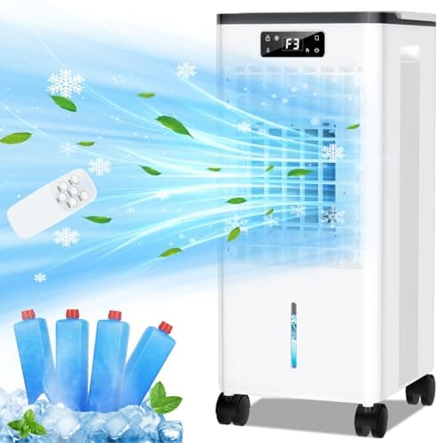 Portable Air Conditioners, Fast Cooling Evaporative Air Cooler, Portable AC for Room w/Lock, 4 Mode/3 Speed/Timer, 1.5 Gal Swamp Cooler with Remote, Windowless Air Conditioner for Bedroom Garage