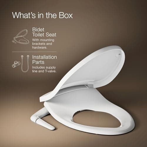 Kohler PureWash M250 Manual Elongated Bidet Toilet Seat, White, Quiet-Close Lid Prevents Slamming, Cool Water, Easy Installation with Quick-Release Hinges, Adjustable Spray Position & Pressure 8