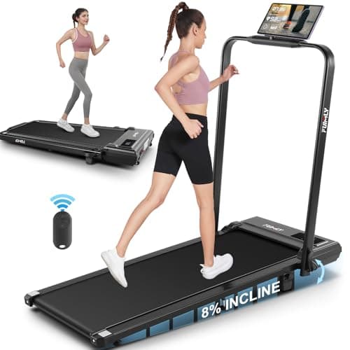FUNMILY Walking Pad Treadmill with Incline and Handle Bar, 2.5HP Foldable Under Desk Treadmill with Handles, Folding Treadmills for Home Small, Portable 4 in 1 Electric Running Machine, 300lb Capacity