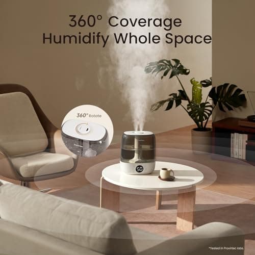 Provirtec 6L Self-Cleaning Humidifier for Large Room, CleanCare Warm & Cool Mist, No-Leak Design & Top Fill, 60 Hour Runtime, Quiet Ultrasonic Auto Mode with Remote Control for Bedroom & Home 6