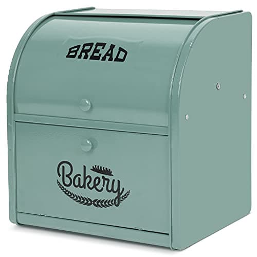 Olebes Bread Box, Metal Bread Box For Kitchen Countertop, Bread Storage Container Holds 2 Loaves Of Bread, High Capacity Breadbox, Bread Holder Suit Farmhouse Kitchen Decor For Counter