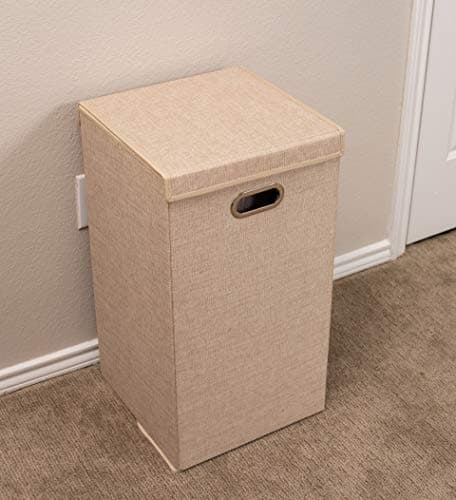 BIRDROCK HOME Single Laundry Hamper with Lid and Removable Liner | Linen | Easily Transport Laundry | Foldable Hamper | Cut Out Handles 8