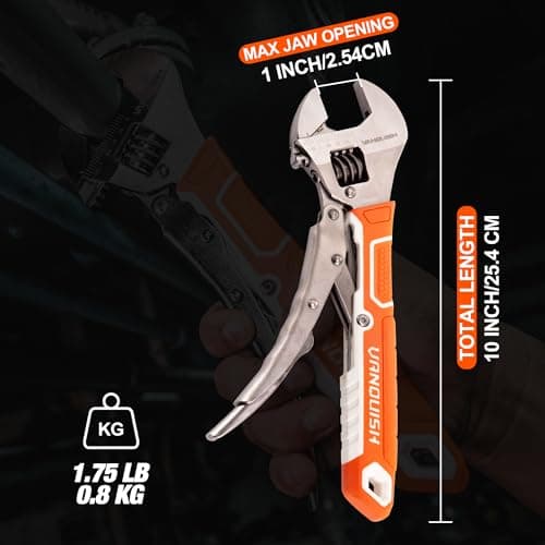 VANQUISH 10'' Locking Adjustable Wrench Extreme Grip, CR-V Steel TPR Handle, Wrench for Auto Repair, General Assembly, Maintenance, Plumbing, 3160 8
