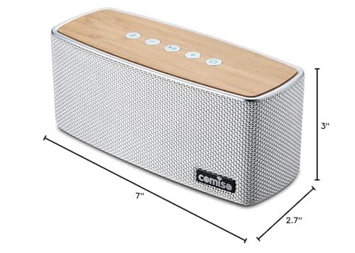 comiso Bluetooth Speakers, Portable Speaker 5.0 with 20W Stereo Sound, Wireless Stereo Pairing, Wood Bluetooth Audio with Subwoofer, 24H Playtime, Hands-Free, Great for Office, Home, Outdoor 10