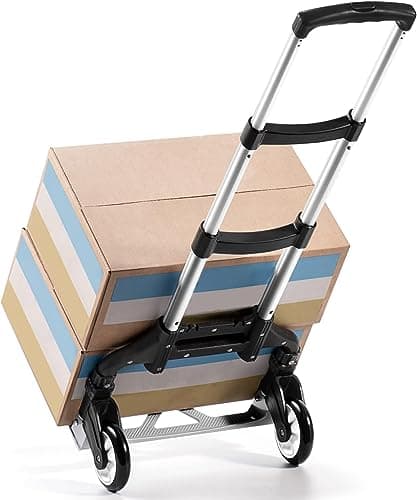 Wawxmo Folding Hand Truck Aluminum Portable Folding Hand Cart 180lbs Capacity Hand Cart and Dolly Ideal for Home, Auto, Office,Travel Use,Black 9