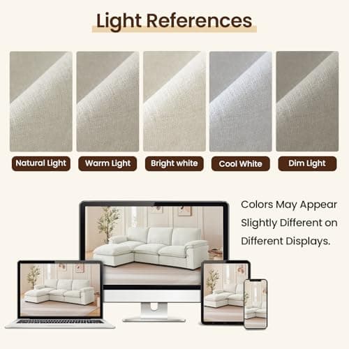 HALLYBEE Modular Sectional Sofa Deep Seat Cloud Couch with Reversible Chaise L Shaped Couch with Padded Armrests Chenille Sectional Sofas for Living Room Apartment Office White 9