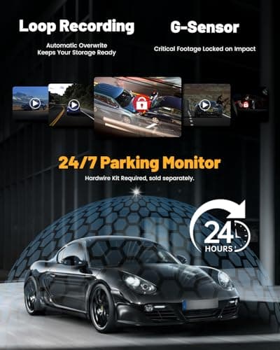 Sprleaf 4-Channel Dash Cam with Front and Rear Cameras, 360° Dashcam,128GB Card Included, 5G Wi-Fi and App Control, Night Vision, WDR, 24-Hour Parking Mode, Collision Detection 6