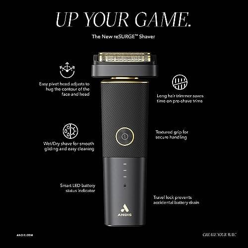 Andis 17300 reSURGE Electric Lithium Titanium Precision Foil Wet/Dry Rechargeable Shaver, Black 5