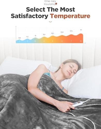 Mlivrom Heated Throw Blanket with 1-9 hrs Timer Auto-Off & 8 Heating Levels, Flannel Electric Blanket Full Body Warmth, ETL Certified & Machine Washable 6