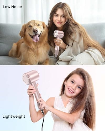 Hair Dryer, High-Speed Ionic Low Noise Blow Dryer with Brushless Motor for Fast Drying, Thermo-Control Quiet Compact Hair Blow Dryer with Magnetic Diffuser for Curly Hair for Home Travel Salon 7