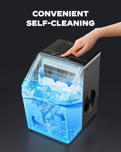 Silonn Ice Makers Countertop, 44lbs Per Day, 2 Ways to Add Water, Auto Self-Cleaning, Stainless Steel Ice Machine for Home Office Bar Party 6